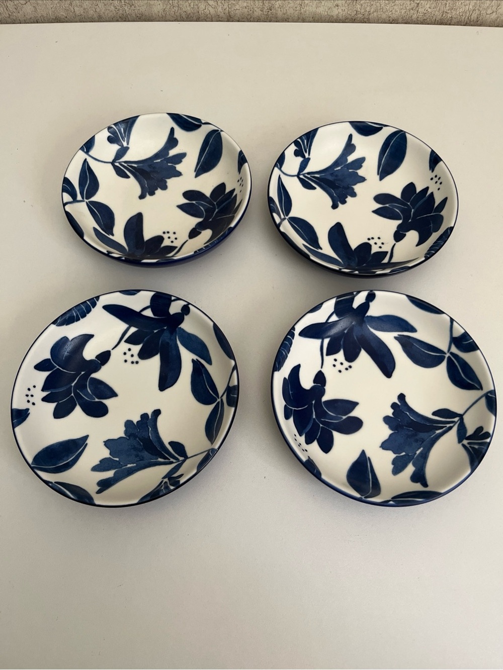 Gallery Blue and White Floral Ceramic Appetizer Bowls (Set of 4)